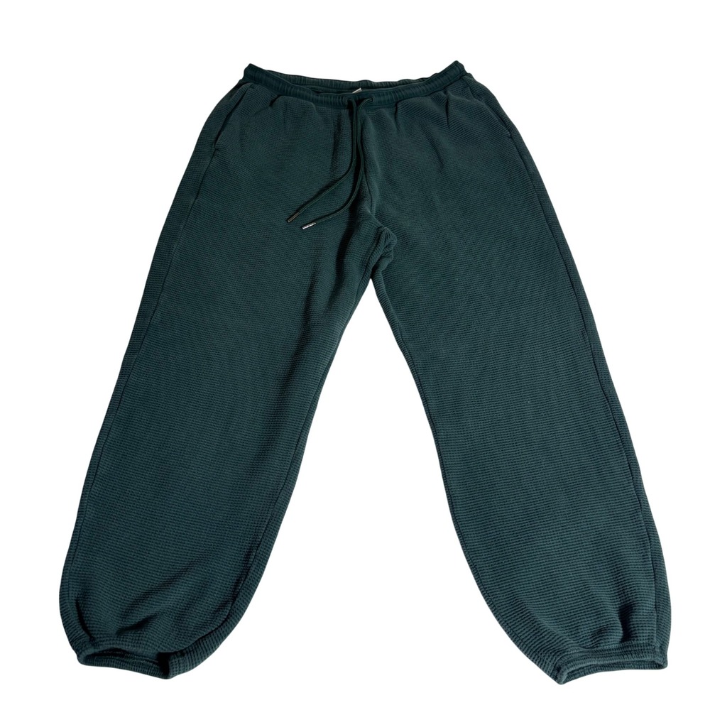 Athleta Waffle Knit Joggers Dark Green Thermal Lounge Pants Large